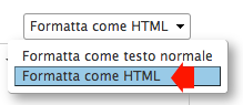 Formattare come HTML posta